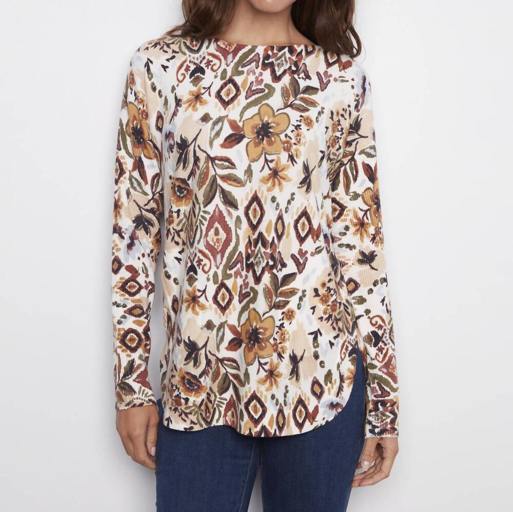 NEW CHARLIE B long sleeve sweater in jacobean
